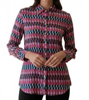NEW VILAGALLO mariela geometric block print shirt in pink